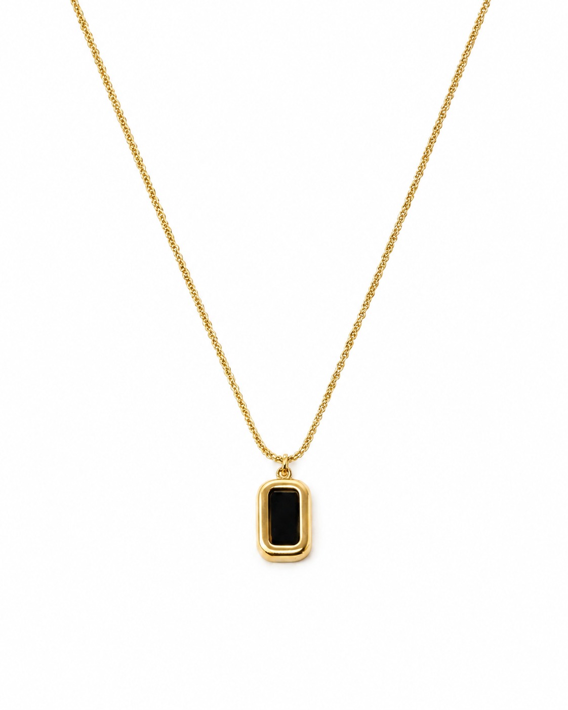 Black Onyx Rectangle Bezel Necklace